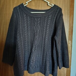 Old Navy Black Cable Knit Crew Neck Sweater